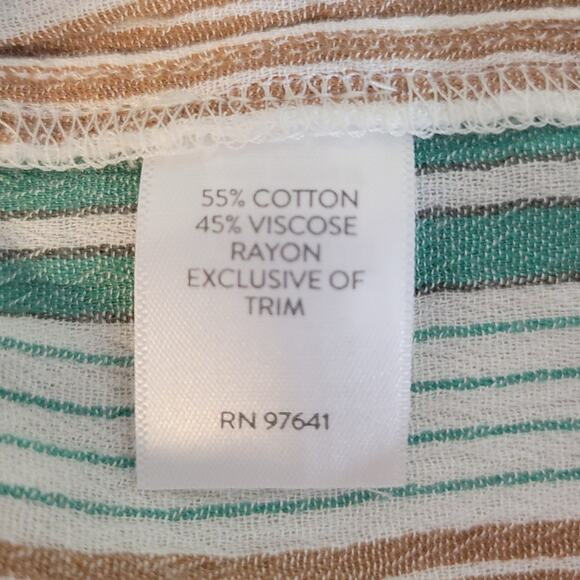 J.Jill Stiped Tiered Boho Tunic Top Women's Tassel Coastal Beachy Resort Size‎ L - Picture 4 of 7